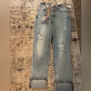 Maurices Light Blue Distressed Cropped Jeans